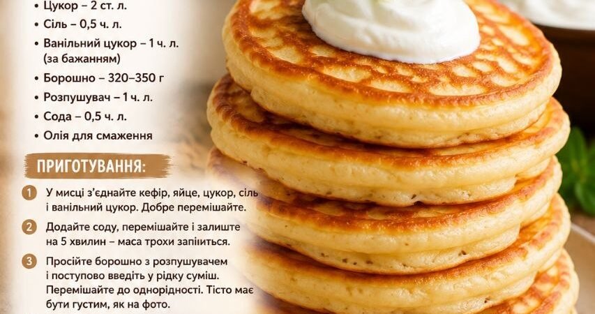 Пухкі оладки на кефірі — простий домашній рецепт